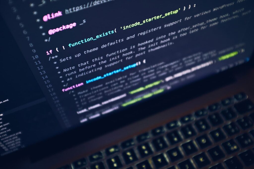 Program code on laptop screen