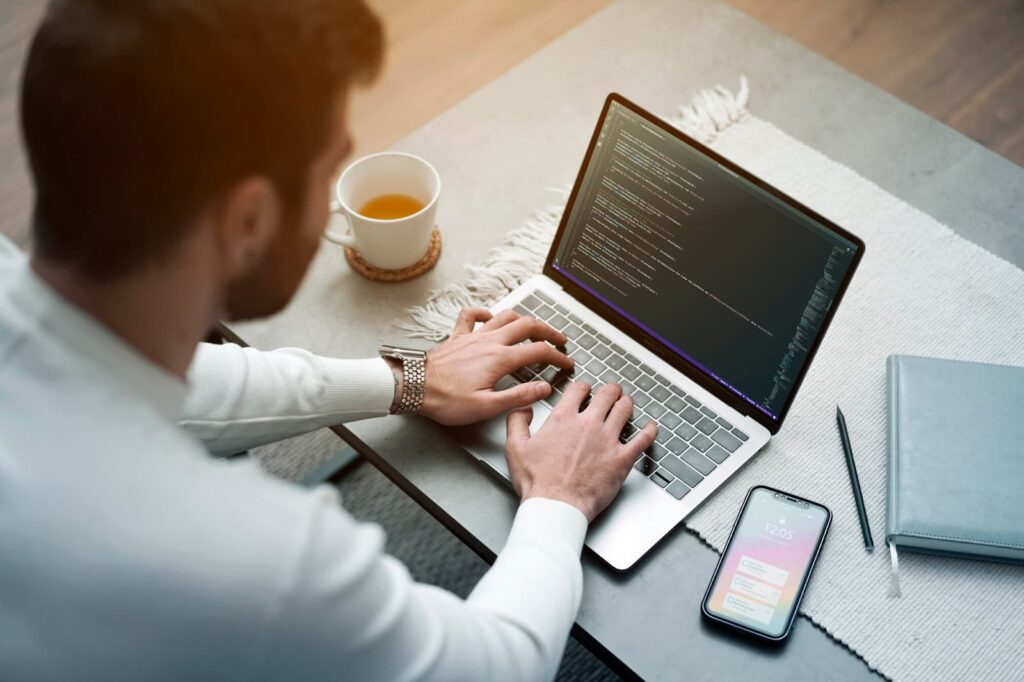 Man working on laptop